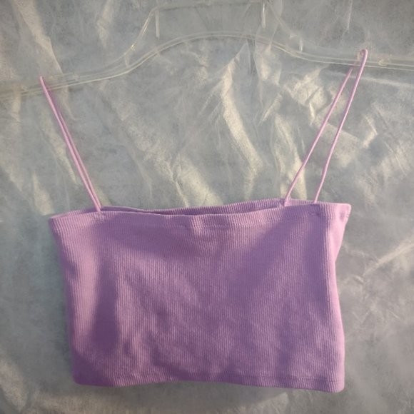 Zara Ribbed Bandeaux Top Lavender - Picture 2 of 4